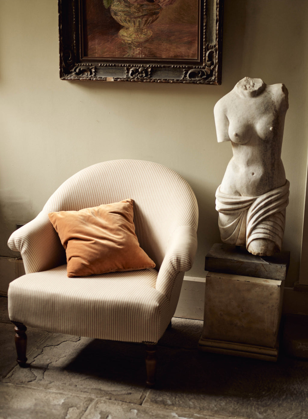 Fauteuil Clandon, coton doux sauge
