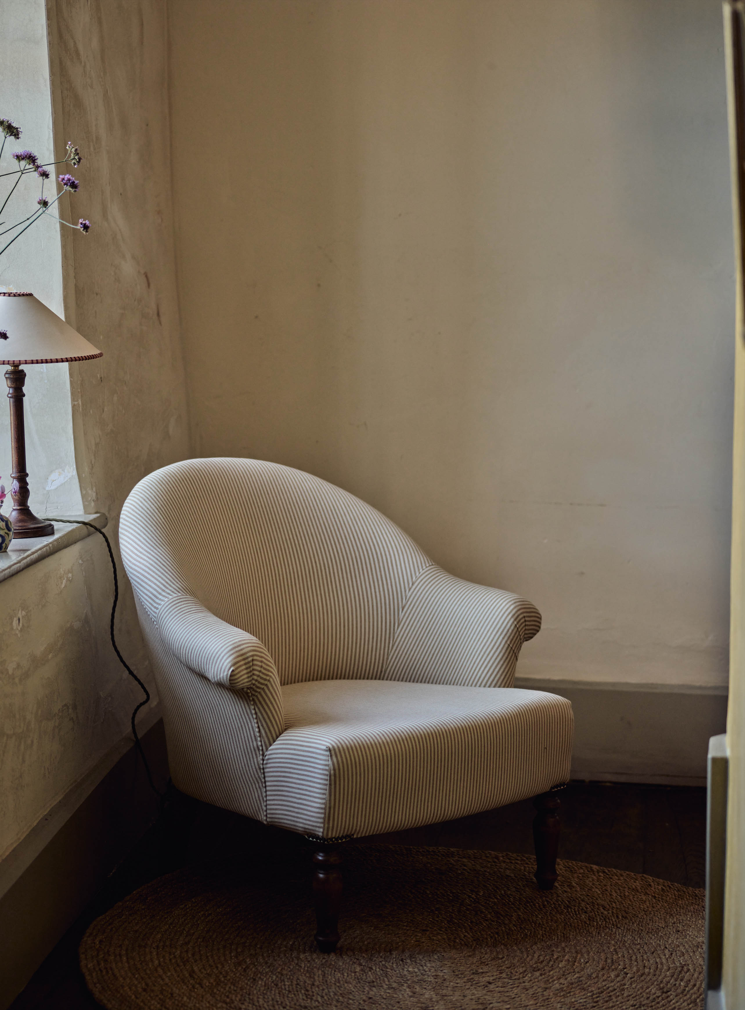Fauteuil Clandon, lin olive