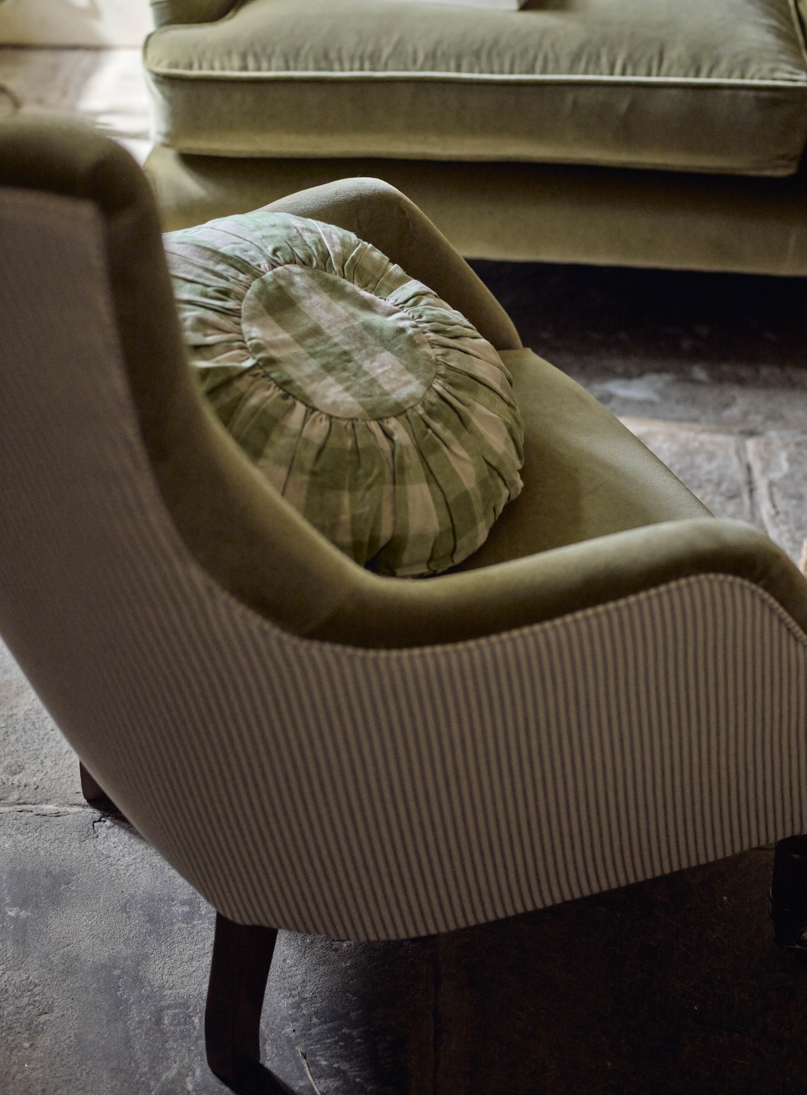 Fauteuil à oreilles Bromley, coton parchemin