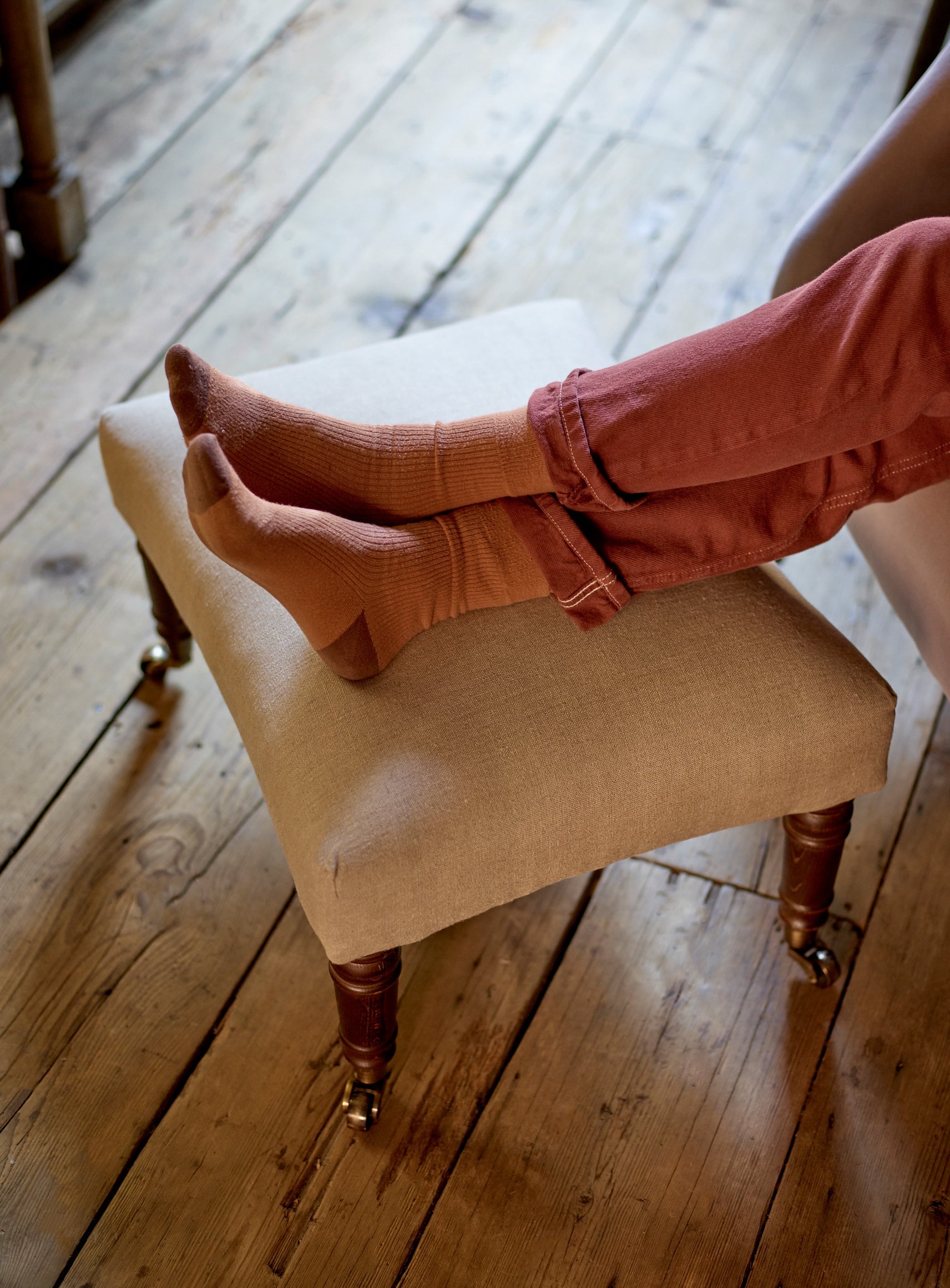 Repose-pieds Edmund, petit, lin rouille