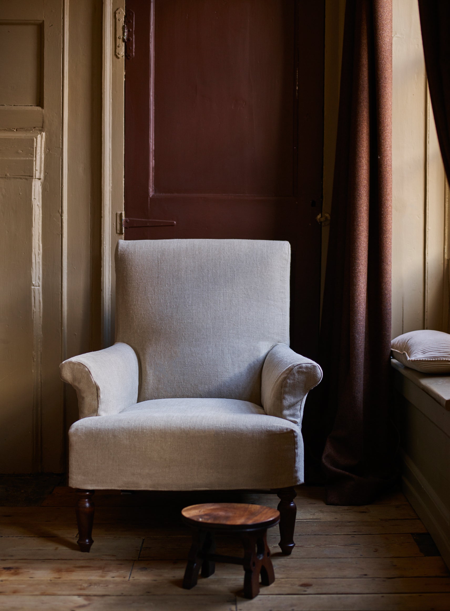Fauteuil Wilford, lin gris plomb