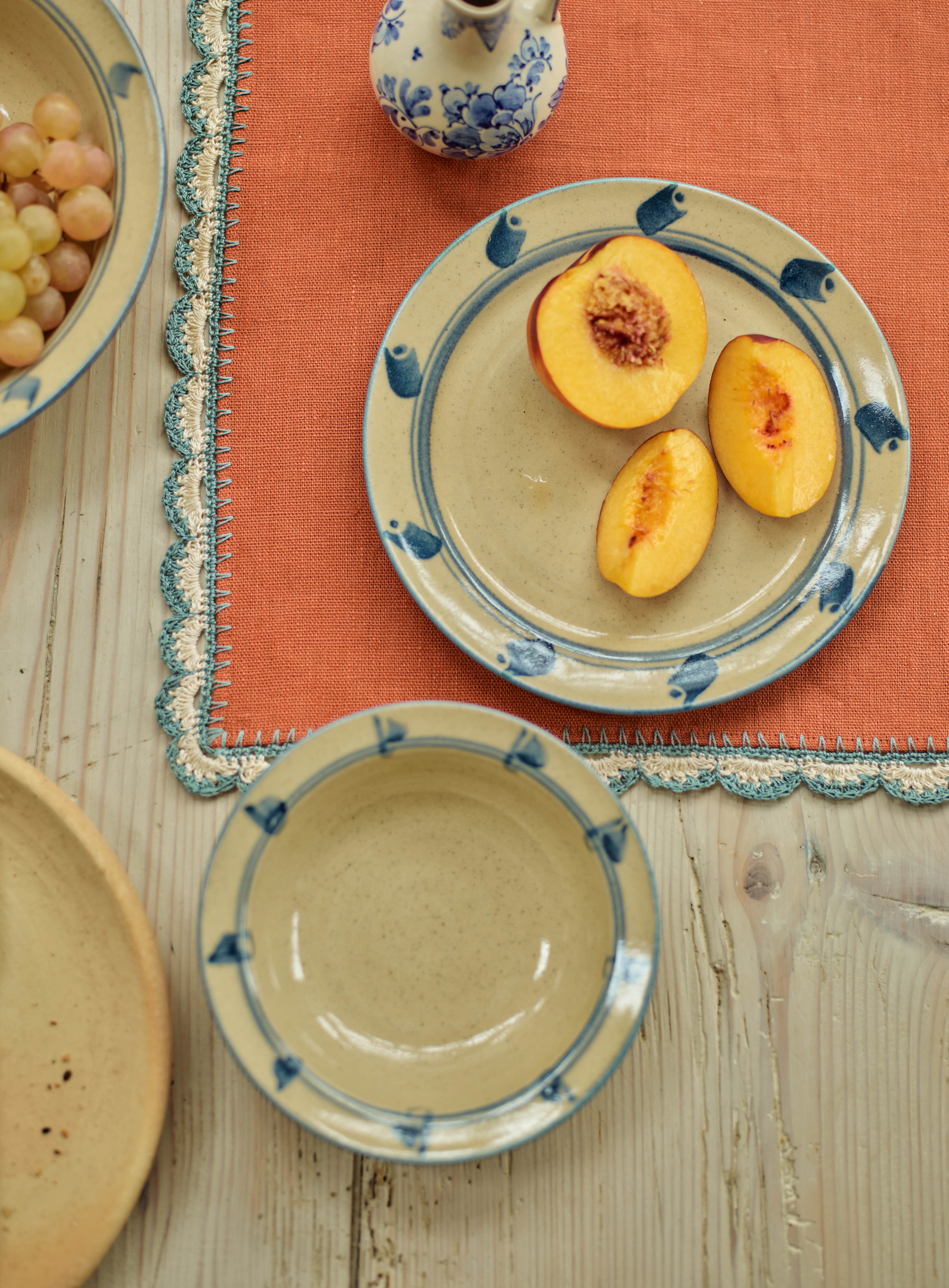 Set de table en lin à bordure crochetée, lot de deux