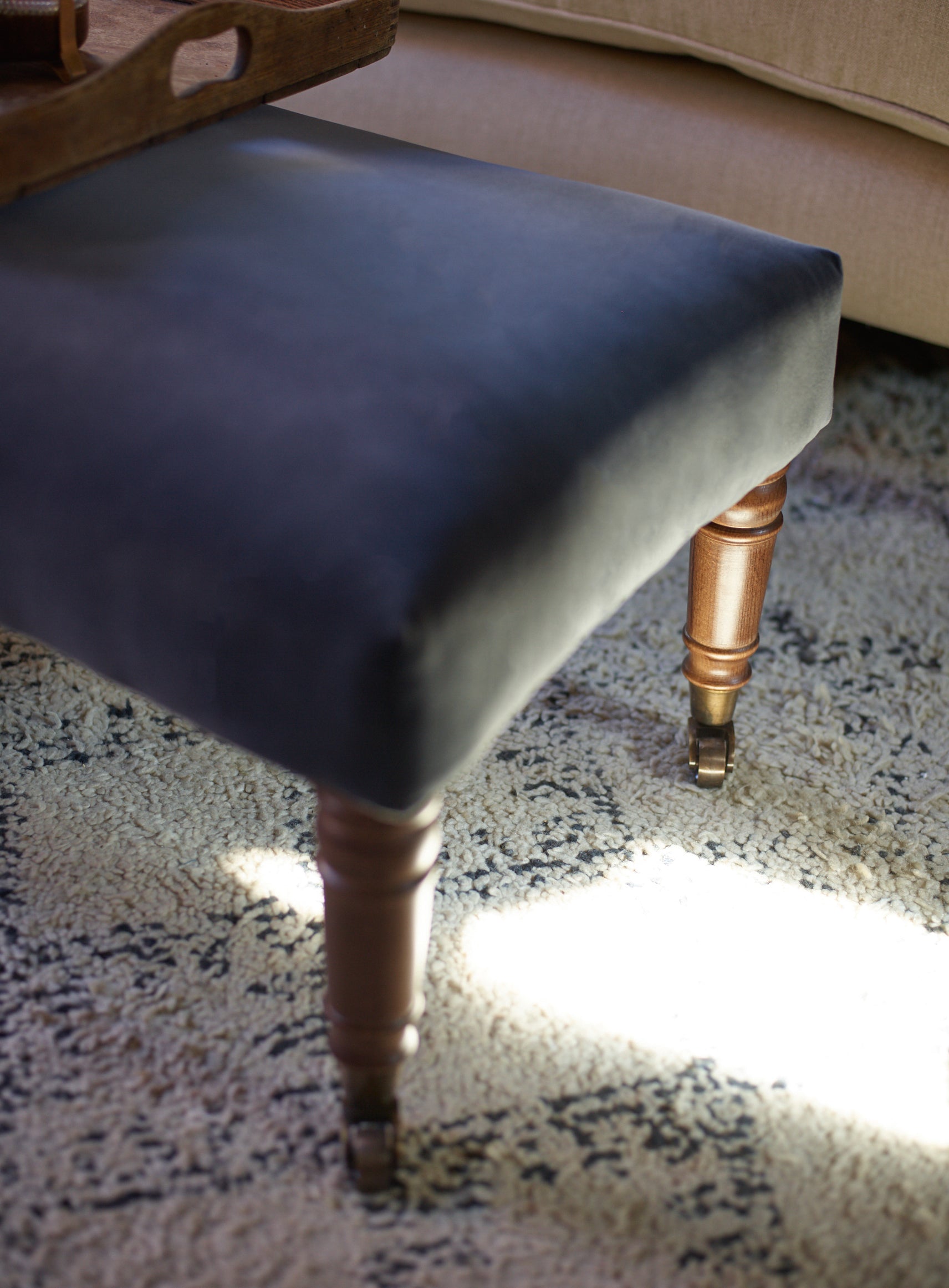 Repose-pieds Edmund, grand, rayures ocres Heritage