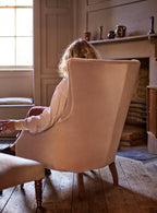 Fauteuil à oreilles Bromley, rayures grises