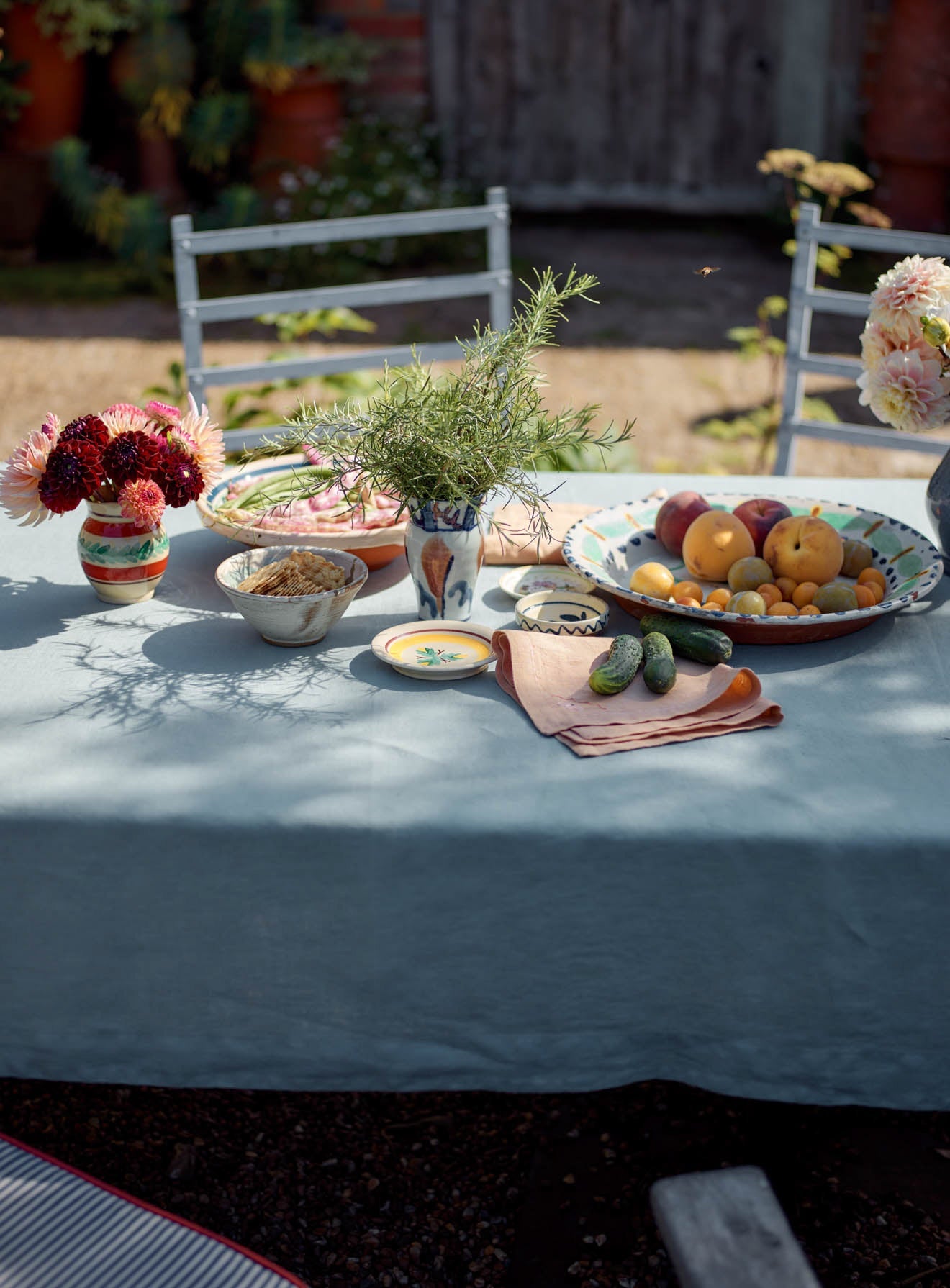 Nappe en lin, bleue
