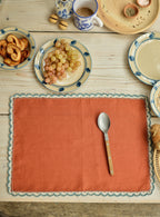 Set de table en lin à bordure crochetée, lot de deux