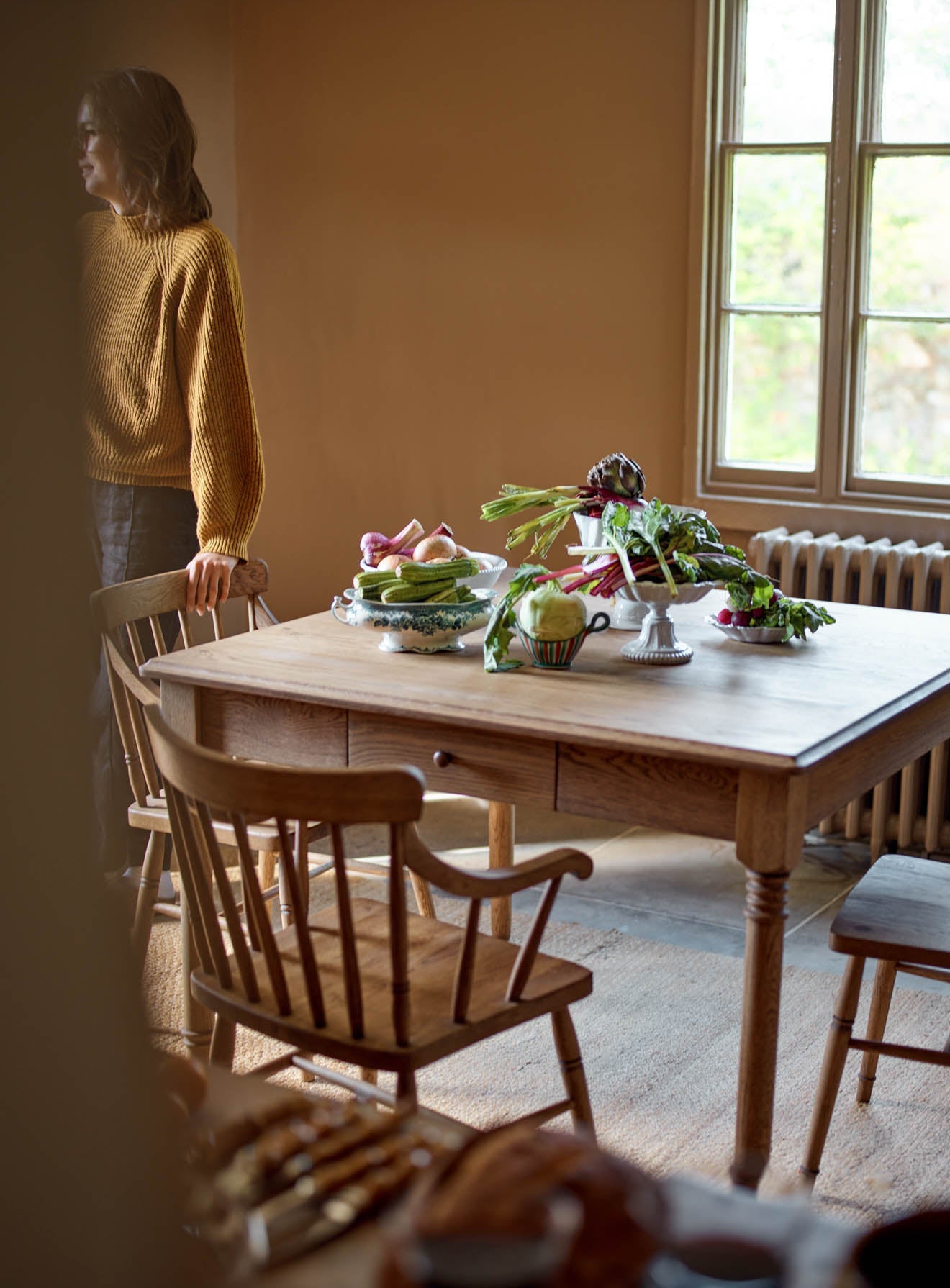Table à manger carrée en chêne Stanton