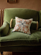 Coussin patchwork en lin, blanc chaud