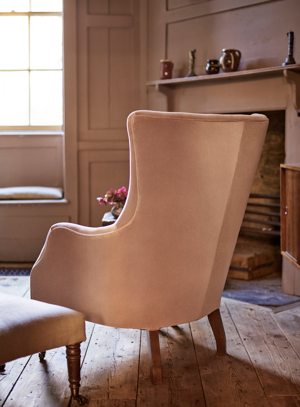 Fauteuil à oreilles Bromley, lin gris plomb