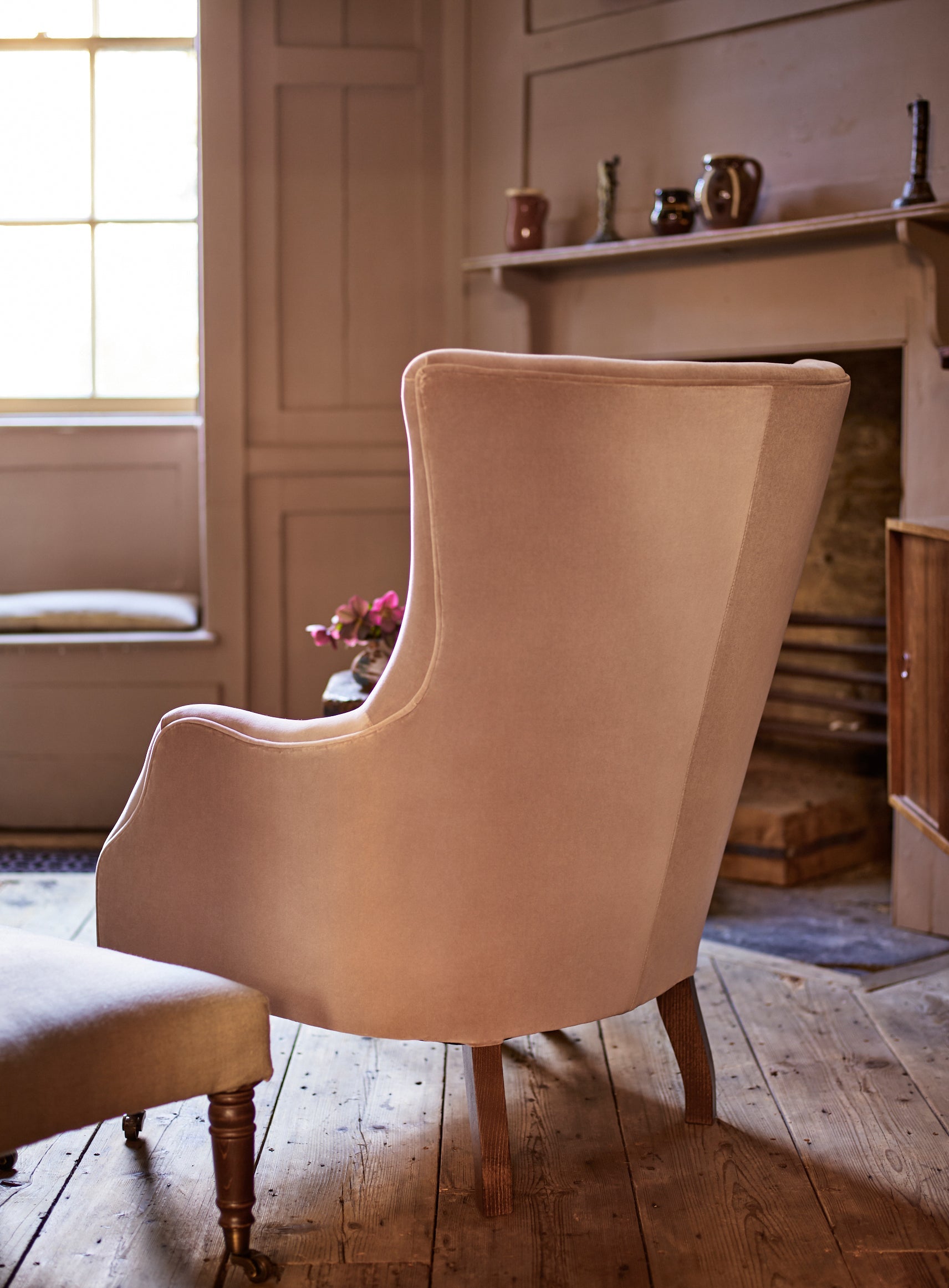 Fauteuil à oreilles Bromley, lin gris plomb