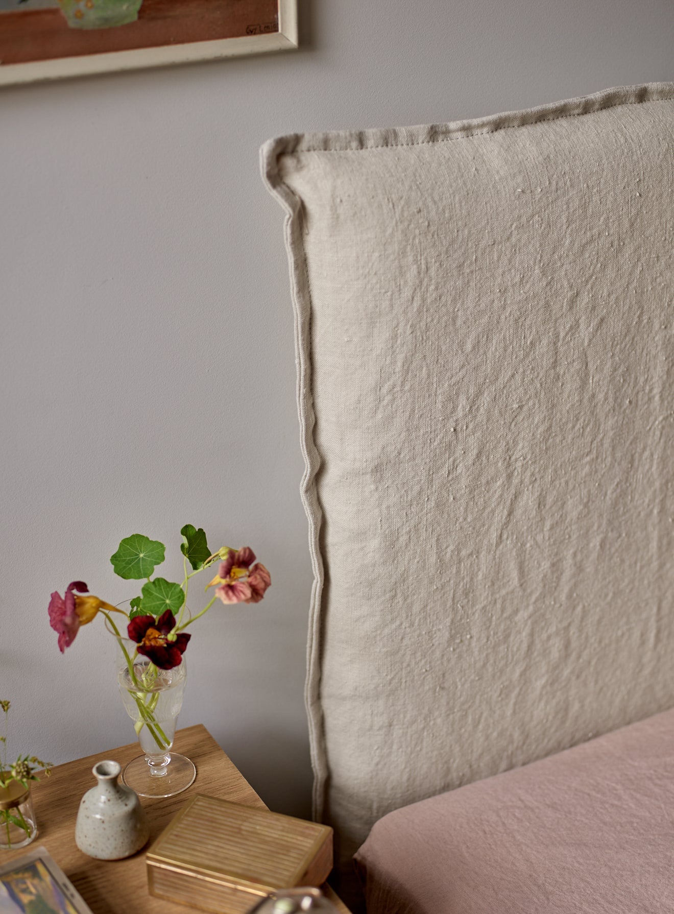 Tête de lit Mila, rayures taupe héritage