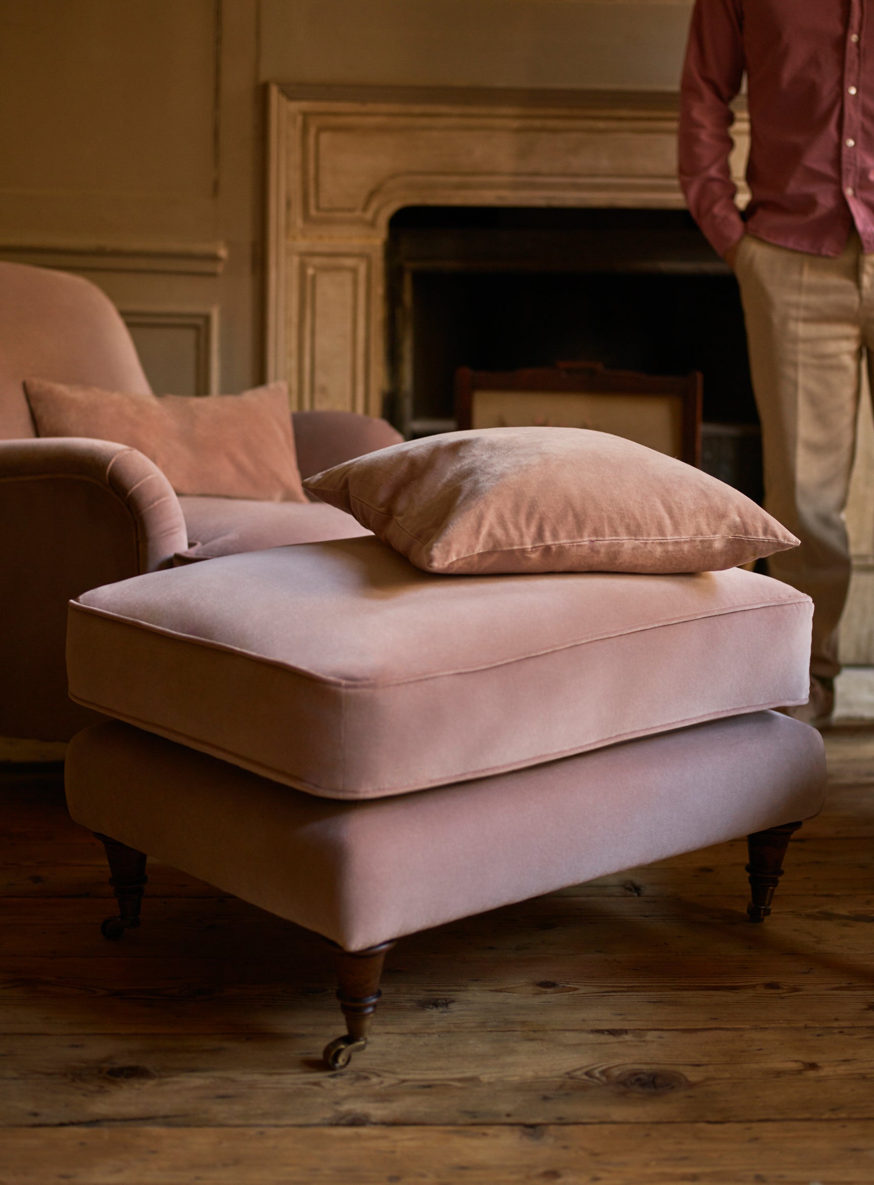 Repose-pieds Abington, paille et coton