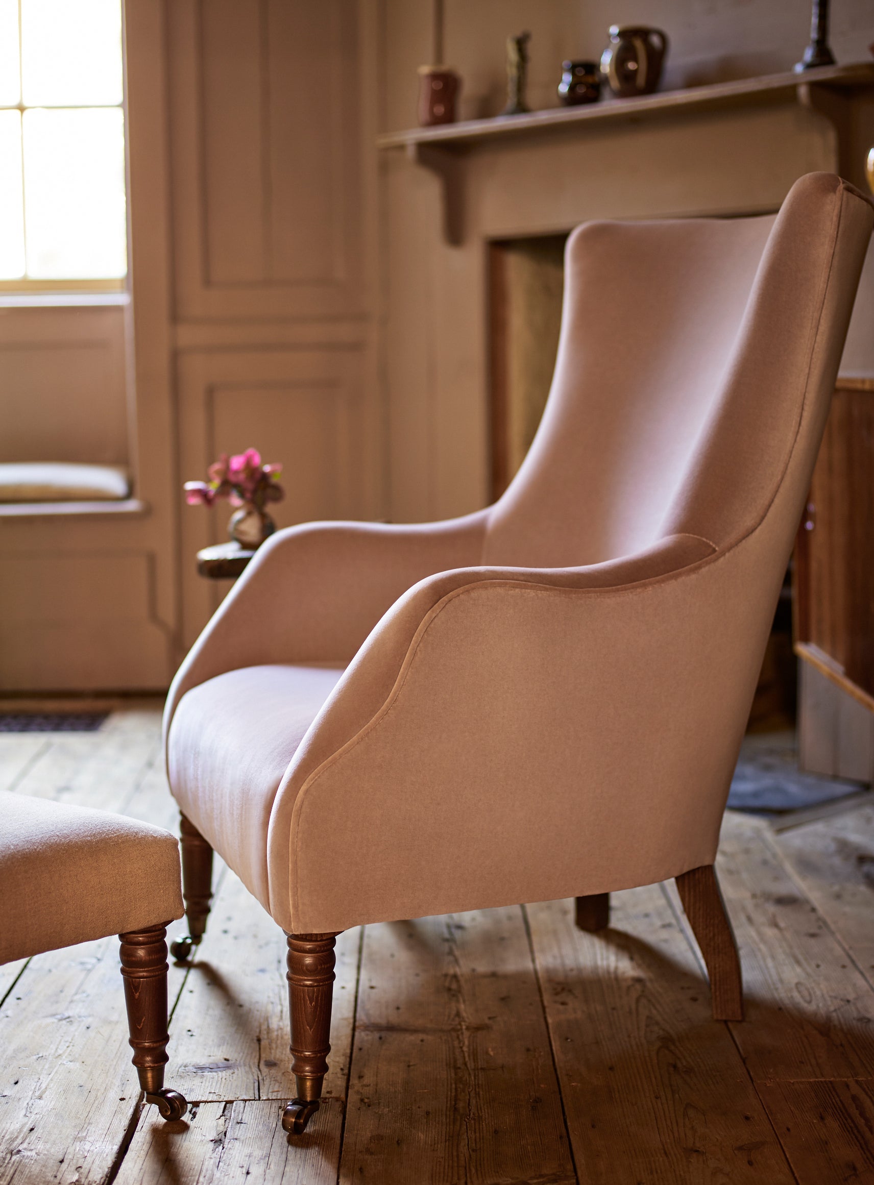 Fauteuil à oreilles Bromley, lin gris plomb