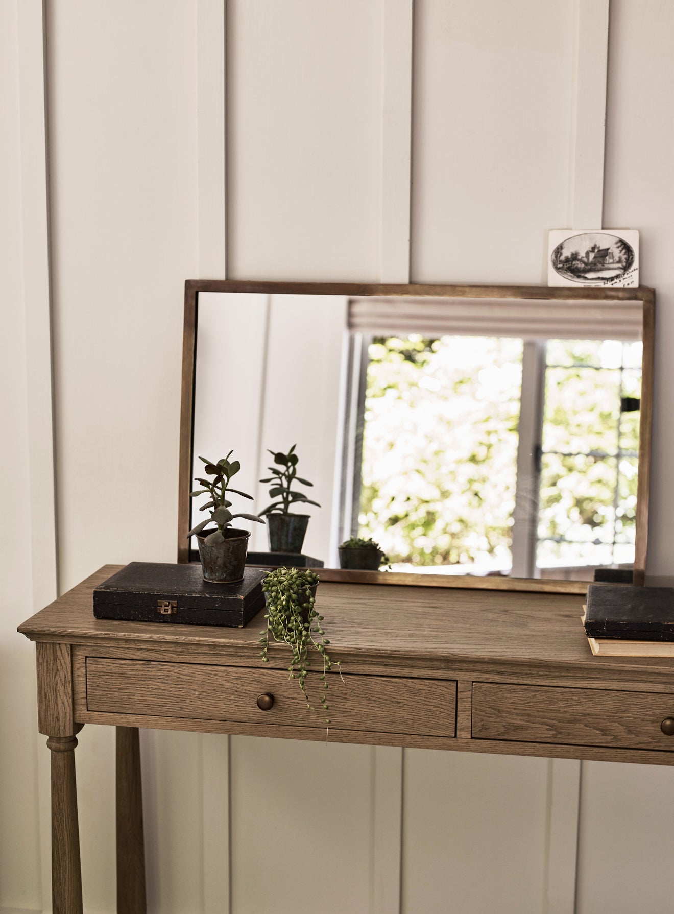 Miroir rectangulaire Aster, laiton antique
