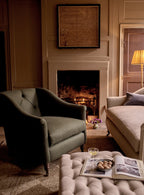 Fauteuil Elbert, rayure ocre Heritage