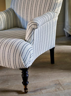 Fauteuil Finley, rayures moulin à vent en encre (pieds noirs)