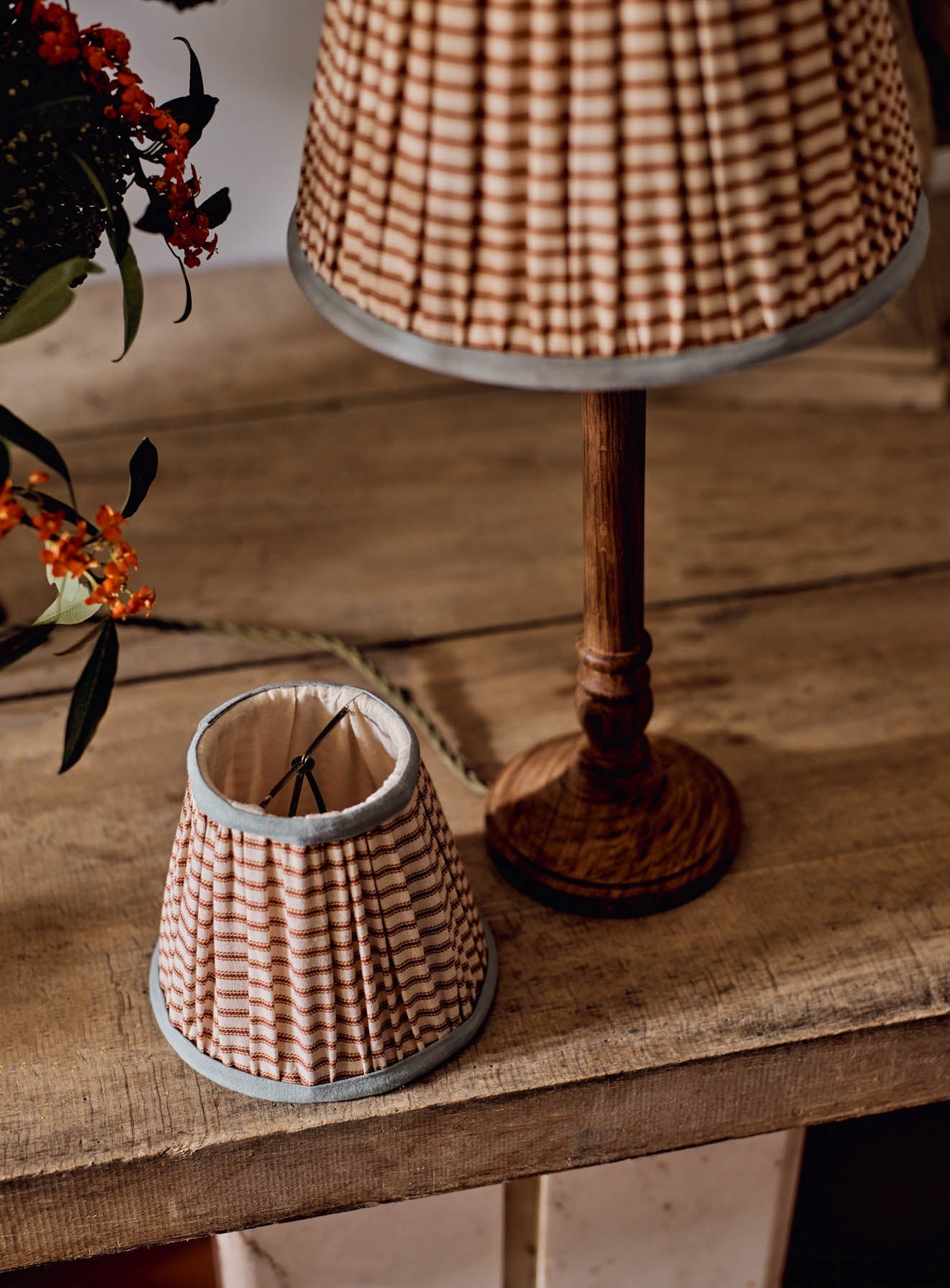Abat-jour en coton Bonnie, petit, rayures rouges