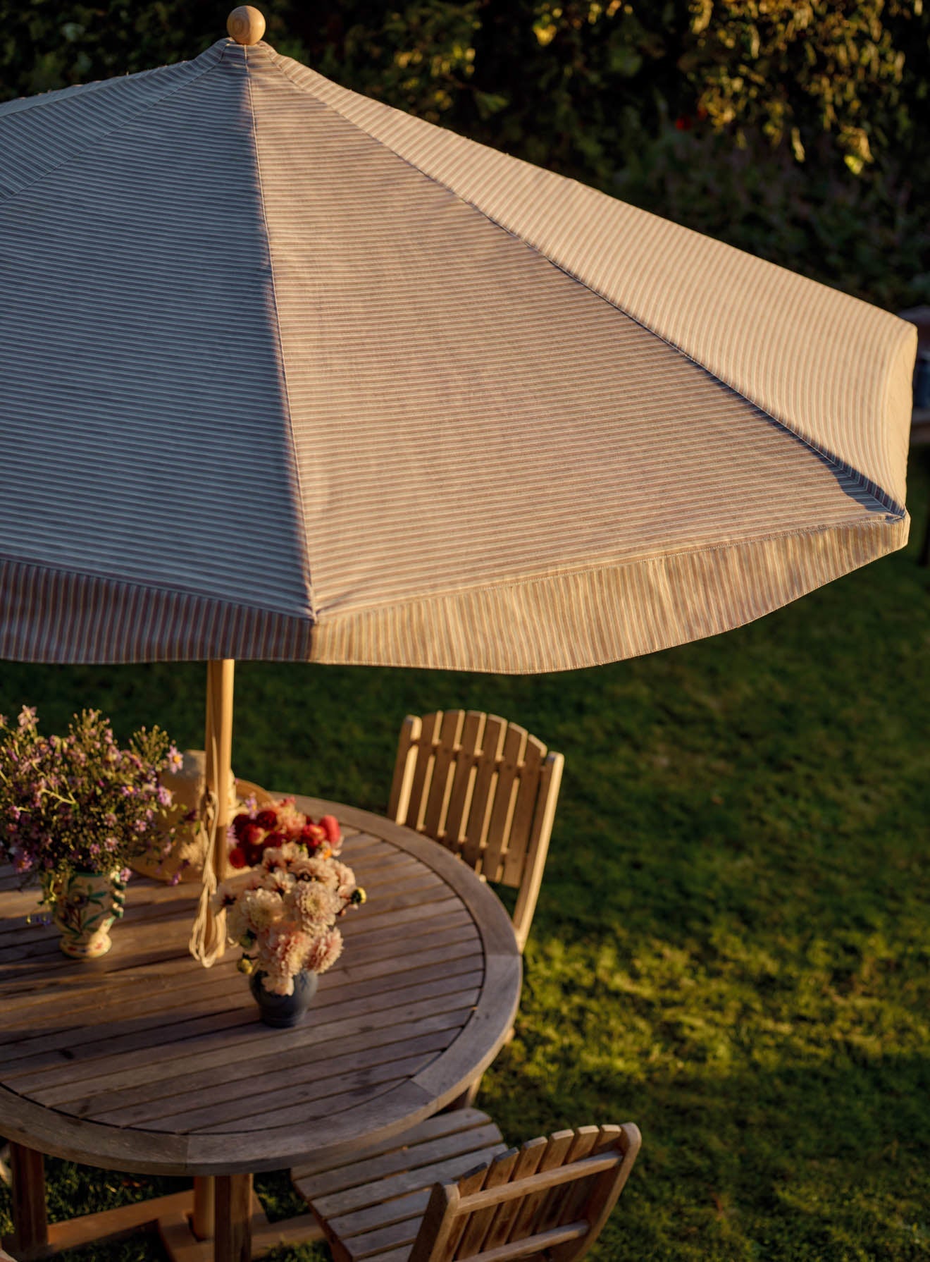 Parasol Polperro, rayures bleues